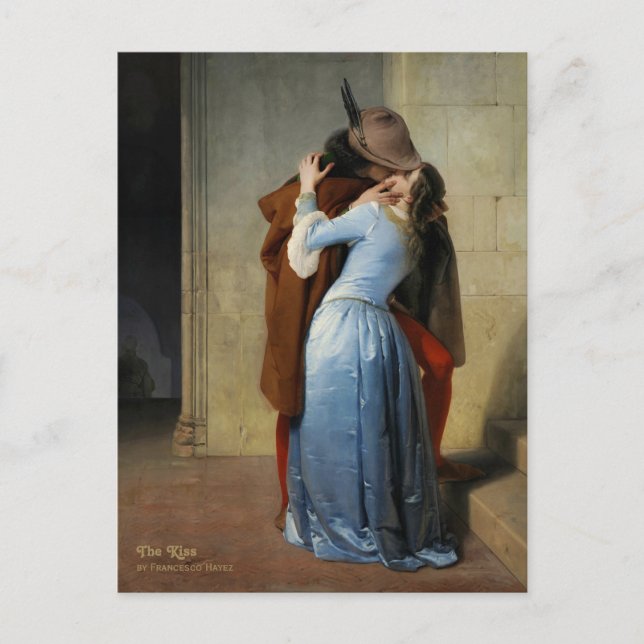 The kiss (Hayez) Romantic Valentine painting Holiday Postcard (Front)