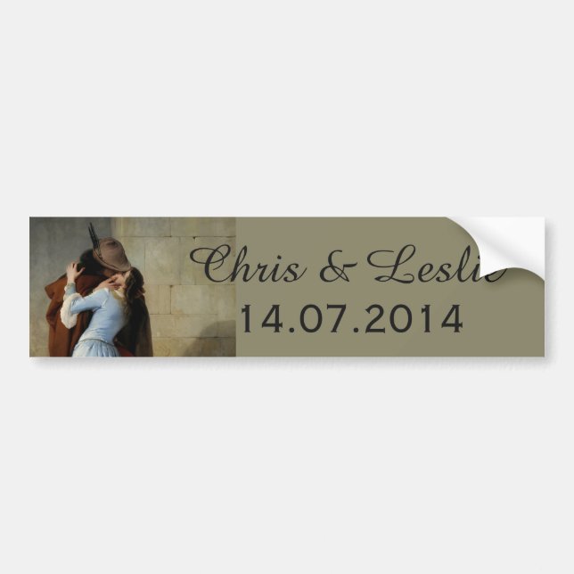 The Kiss / Il Bacio custom text bumpersticker Bumper Sticker (Front)
