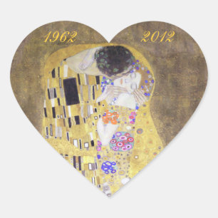 The Kiss Klimt Golden Wedding Anniversary Heart S Sticker