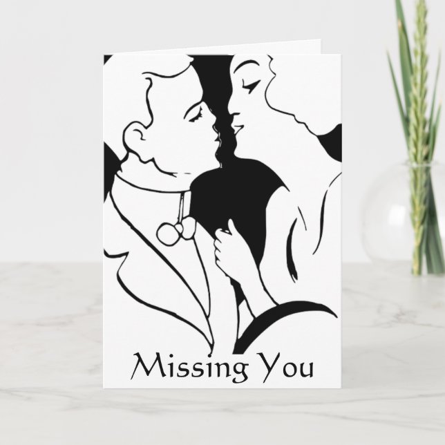 The Kiss "Missing You" monochrome romantic retro Card (Front)