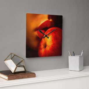 The Kiss of Nectarine – An Intimate Portrait Square Wall Clock