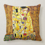 The Kiss, painting by Gustav Klimt Cushion<br><div class="desc">Gustav Klimt painting,  The Kiss,  throw pillow. VIRGINIA5050,  custom-designed products and gifts at www.zazzle.com/virginia5050*,  PAUL KLEE GIFT SHOP at www.zazzle.com/paulkleegiftshop*,  INTERNATIONAL GIFTS at zazzle.com/InternationalGifts.</div>