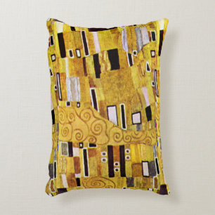 The Kiss Pattern by Gustav Klimt, Art Nouveau Decorative Cushion