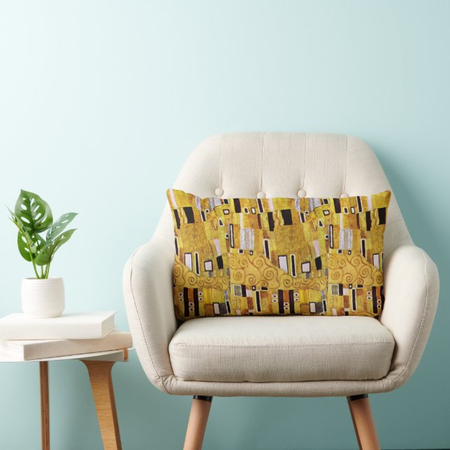 The Kiss Pattern by Gustav Klimt, Art Nouveau Lumbar Cushion (Chair)