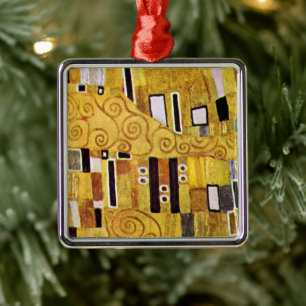 The Kiss Pattern by Gustav Klimt, Art Nouveau Metal Tree Decoration
