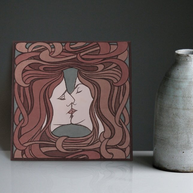 The Kiss Peter Behrens Art Nouveau Art Deco Cerami Tile (Creator Uploaded)