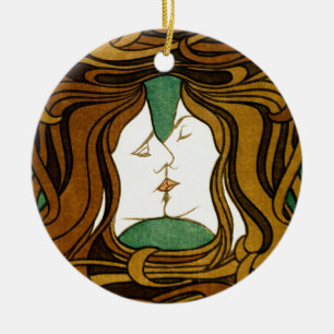 The Kiss Peter Behrens Art Nouveau Vintage Art Ceramic Tree Decoration