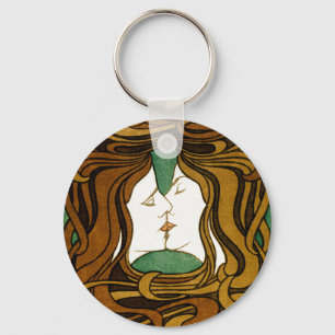 The Kiss Peter Behrens Art Nouveau Vintage Art Key Ring