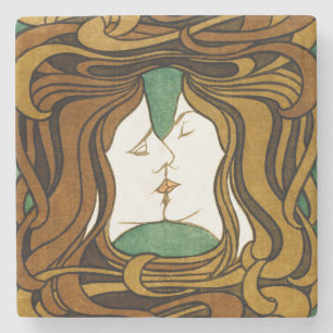 The Kiss Peter Behrens Art Nouveau Vintage Art Stone Coaster