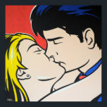 The Kiss Pop Art Poster<br><div class="desc">Print of an original pop art painting by www.jamieleeart.com. A beautiful young couple locked in a loving kiss.</div>