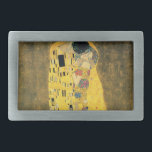The Kiss Rectangular Belt Buckle<br><div class="desc">The Kiss by Gustav Klimt The Kiss was painted by the Austrian Symbolist painter Gustav Klimt between 1907 and 1908. The canvas depicts a couple embracing, their bodies entwined in elaborate robes decorated in a style influenced by both linear constructs of the contemporary Art Nouveau style and the organic forms...</div>