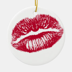 The Kiss, Red Lips Ceramic Tree Decoration