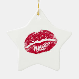The Kiss, Red Lips Ceramic Tree Decoration
