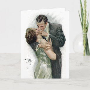 The Kiss, Vintage Couple Holiday Card