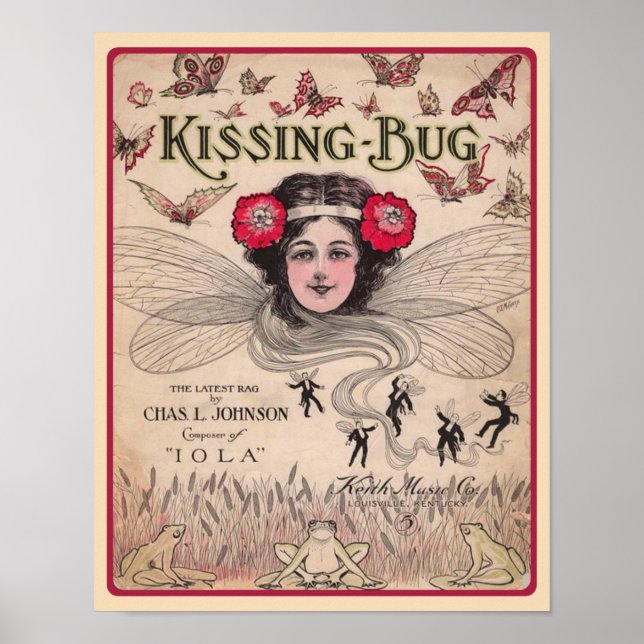 The Kissing Bug 1909 Ragtime Sheet Music Poster (Front)