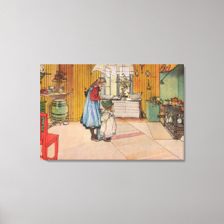 The Kitchen by Carl Larsson Vintage Sweden 1898 Canvas Print