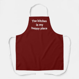 The Kitchen is My Happy Place Dark Red Apron