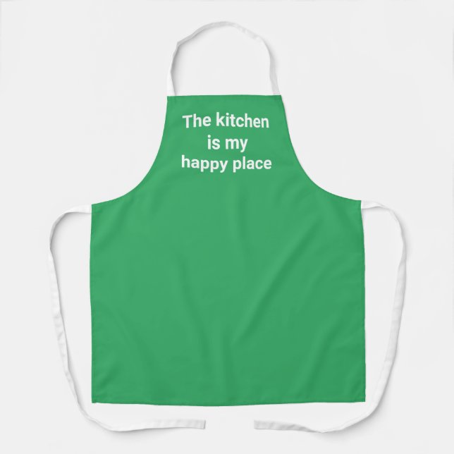 The Kitchen is My Happy Place Green Apron (Front)