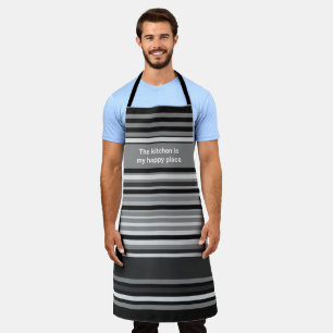 The Kitchen is My Happy Place Striped Apron