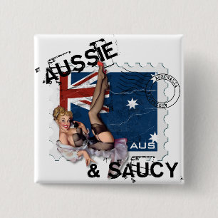 The Kitsch Bitsch : Aussie & Saucy Pin-Up 15 Cm Square Badge