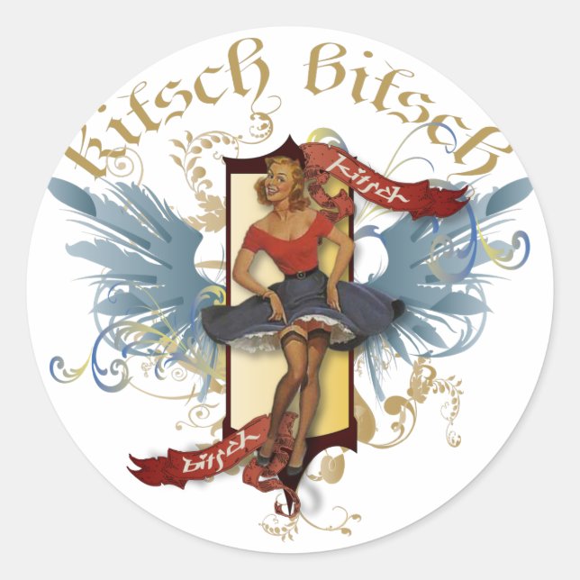 The Kitsch Bitsch : Dancing Doll Tattoo Pin-Up Classic Round Sticker (Front)