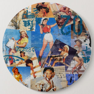 The Kitsch Bitsch : Destroyed Cowgirl Pin-Ups No.1 6 Cm Round Badge