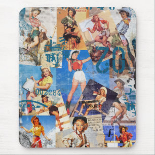 The Kitsch Bitsch : Destroyed Cowgirl Pin-Ups No.1 Mouse Pad