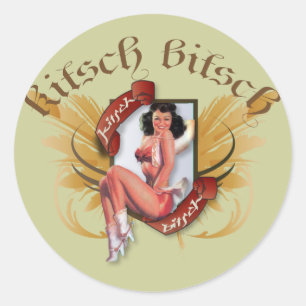 The Kitsch Bitsch :Kowgirl Kitsch Tattoo Pin-Up Classic Round Sticker
