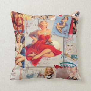 The Kitsch Bitsch : Love Pin-Up Collage 1 Cushion
