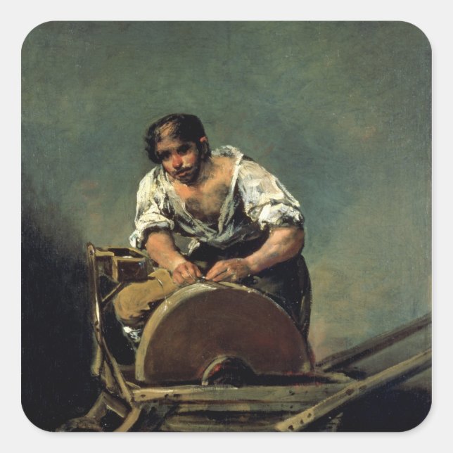 The Knife-Grinder, c.1808-12 Square Sticker (Front)