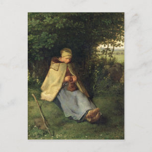 The Knitter or, The Seated Shepherdess, 1858-60 Postcard