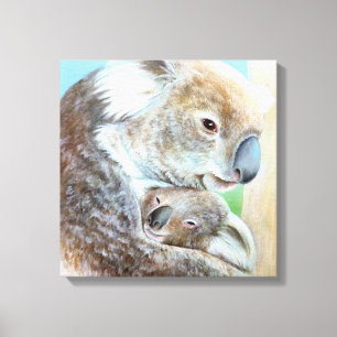 The Koala cuddle canvas fine art square print