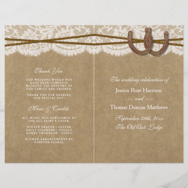 The Kraft, Lace & Horseshoe Collection Programs (Front)