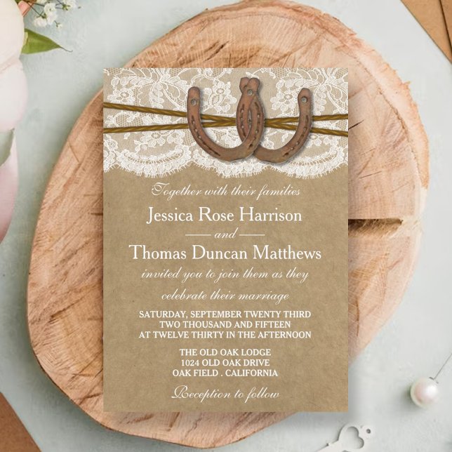 The Kraft, Lace & Horseshoe Wedding Collection Invitation (Creator Uploaded)