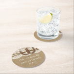 The Kraft, Lace & Horseshoe Wedding Collection Round Paper Coaster<br><div class="desc">Celebrate in style with these rustic and very trendy wedding coasters. The design is easy to personalise with your own wording and your family and friends will be thrilled when they see these fabulous coasters. Matching items can be found in the collection.</div>
