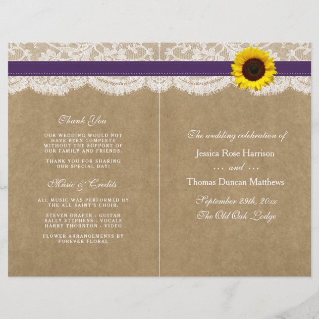 The Kraft, Lace & Sunflower Collection - Purple (Front)