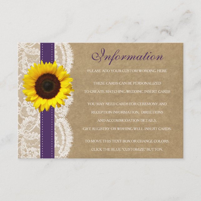 The Kraft, Lace & Sunflower Collection - Purple Enclosure Card (Front)