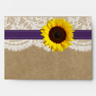 The Kraft, Lace & Sunflower Collection - Purple Envelope