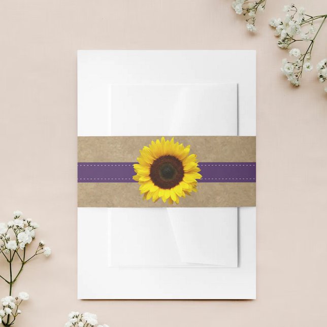 The Kraft, Lace & Sunflower Collection - Purple Invitation Belly Band (Creator Uploaded)