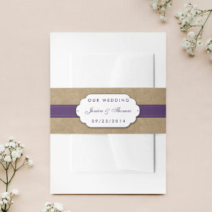 The Kraft, Lace & Sunflower Collection - Purple Invitation Belly Band