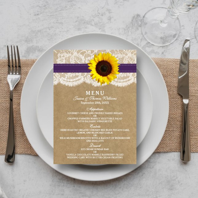 The Kraft, Lace & Sunflower Collection - Purple Menu (Creator Uploaded)