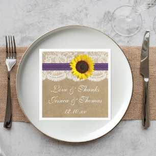 The Kraft, Lace & Sunflower Collection - Purple Napkin