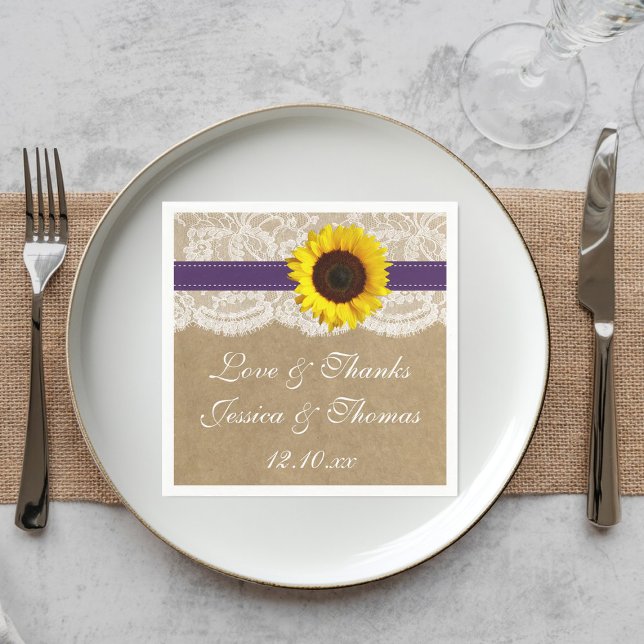 The Kraft, Lace & Sunflower Collection - Purple Napkin (Creator Uploaded)