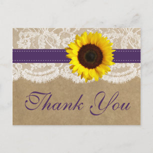 The Kraft, Lace & Sunflower Collection - Purple Postcard