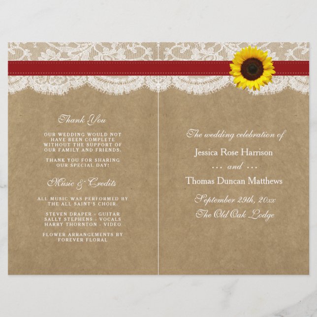 The Kraft, Lace & Sunflower Collection - Red (Front)