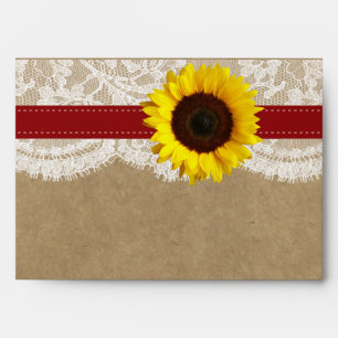 The Kraft, Lace & Sunflower Collection - Red Envelope