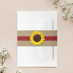 The Kraft, Lace & Sunflower Collection - Red Invitation Belly Band