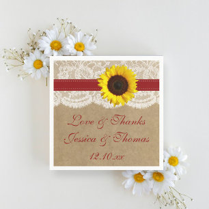The Kraft, Lace & Sunflower Collection - Red Napkin