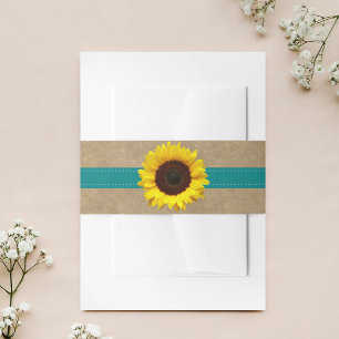 The Kraft, Lace & Sunflower Collection - Teal Invitation Belly Band