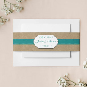 The Kraft, Lace & Sunflower Collection - Teal Invitation Belly Band